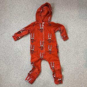Cozy Red Fox Print Kids Footie